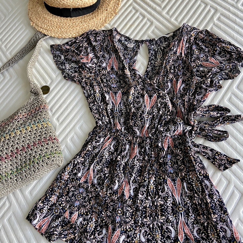 🌿Lush Faux Wrap Boho Romper